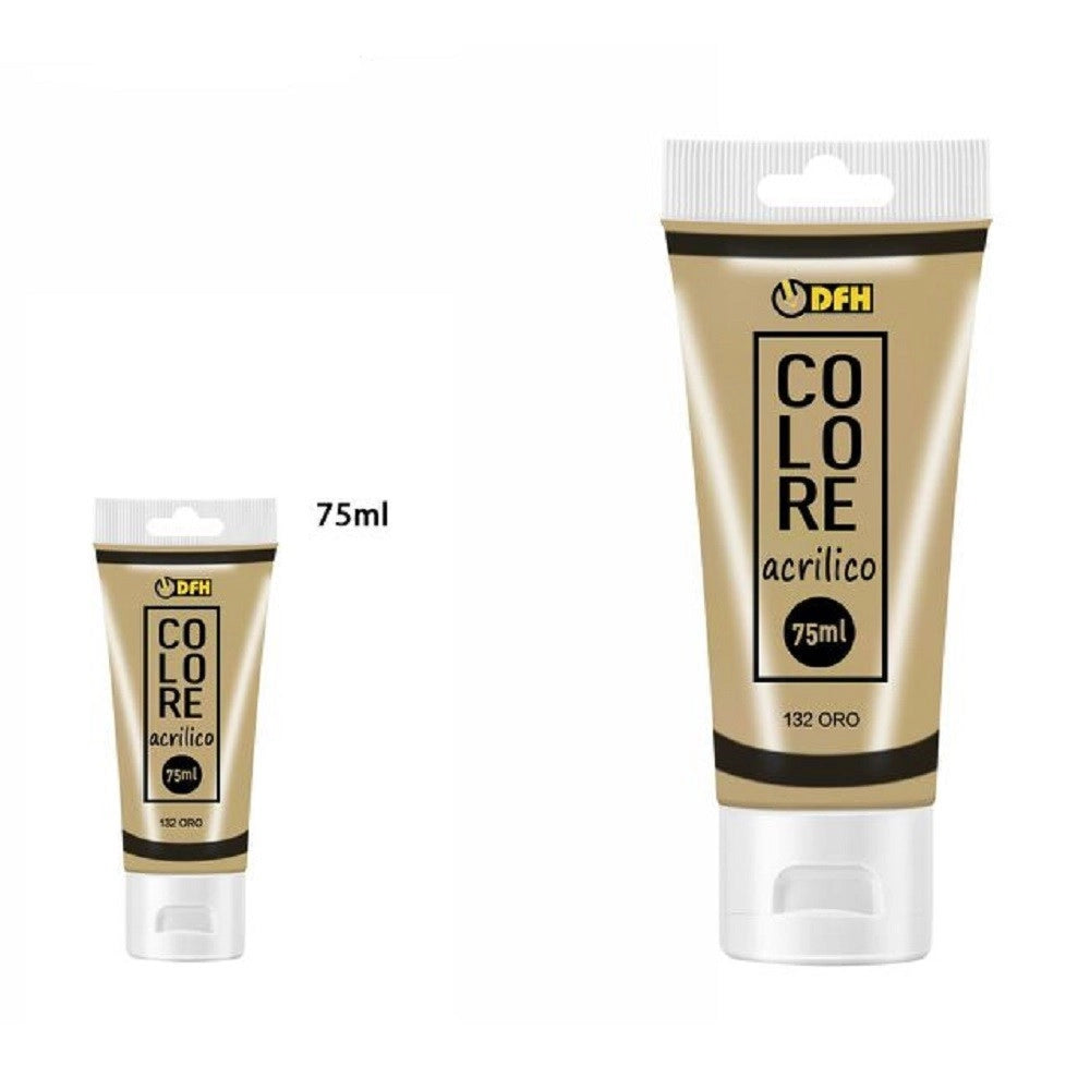 Trade Shop - Set 6 Pezzi Pittura Acrilica Vernice Confezione Colore Oro 132 Tubo 75 Ml 07507 -