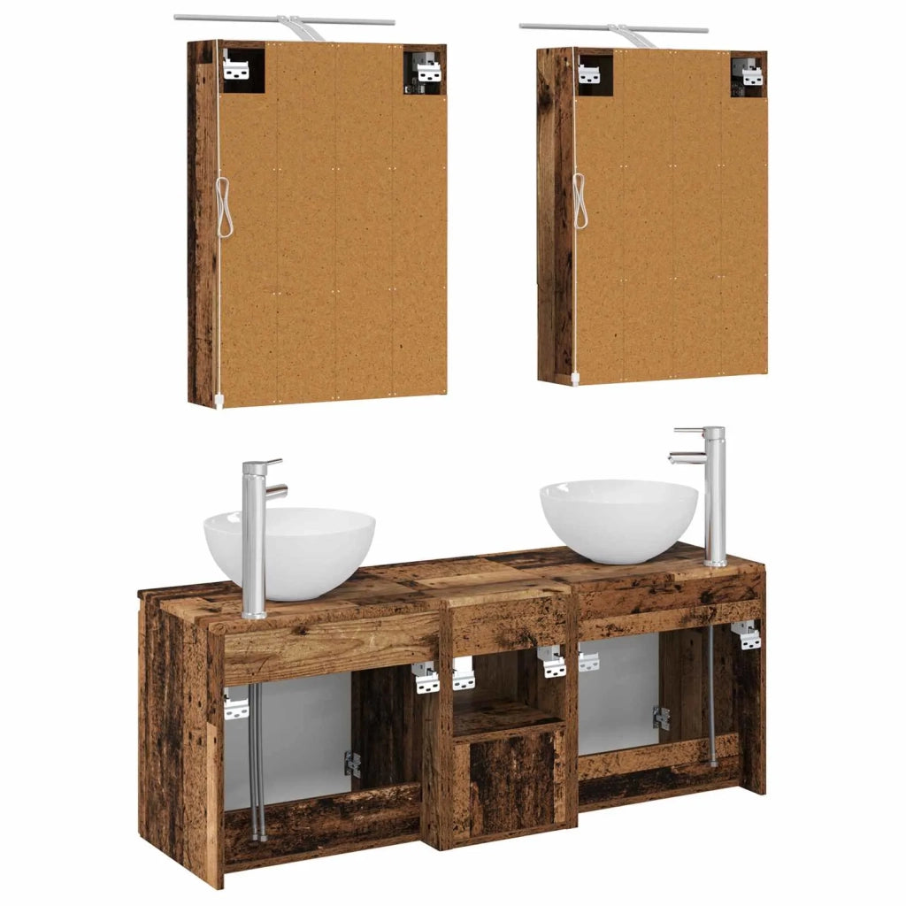 Set di Armadi da Bagno 5 pcs Legno antico 50 x 14,5 x 70 cm 3406365
