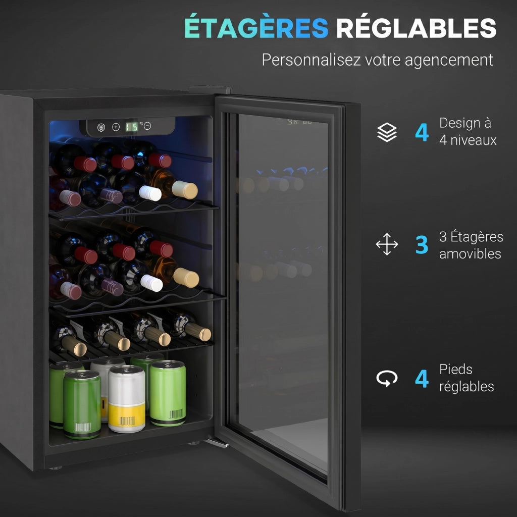 Cantinetta 24 bottiglie 68L ¨C zephmum ¨C frigorifero vini bevande temperatura regolabile 4-16¡ãC porta reversibile nero