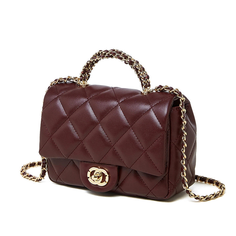 Borsa a mano da donna in vera pelle, colore rosso.