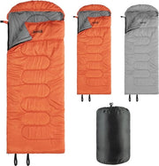 Sacco da campeggio estivo invernale - per fino a -5 °C - sacco da campeggio grande con cerniera - 220 x 80 x 10 cm - sacco da campeggio impermeabile per adulti - arancione