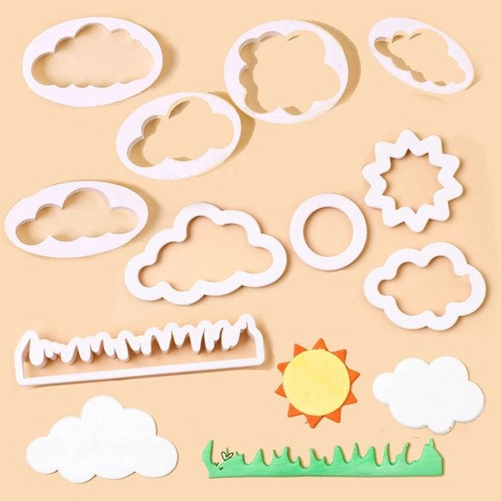 Pacco di 10 Snipper per Biscotti in Cielo - Set di Snipper per Biscotti 3D - Sicuri e Divertenti - Bianchi - Decorazioni per Torta per Bambini - Ideali per Feste