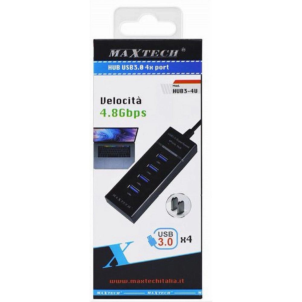 Trade Shop - Hub Usb 3.0 4 Porte Multipresa Portatile Sdoppiatore Velocita' 4.8 Gbps Hub3-4u -