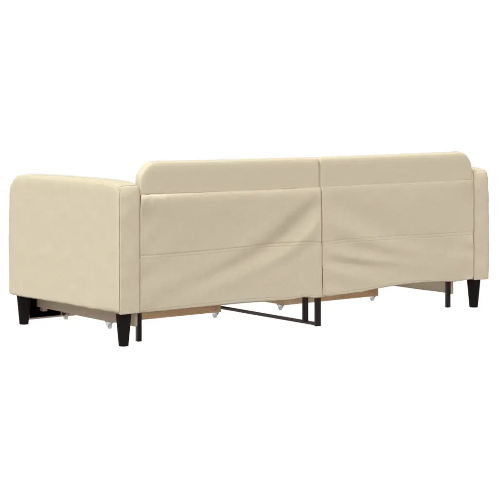Divano letto | Sof¨¤ letto | Letto singolo Estraibile con Cassetti Crema 80x200 cm in Tessuto
