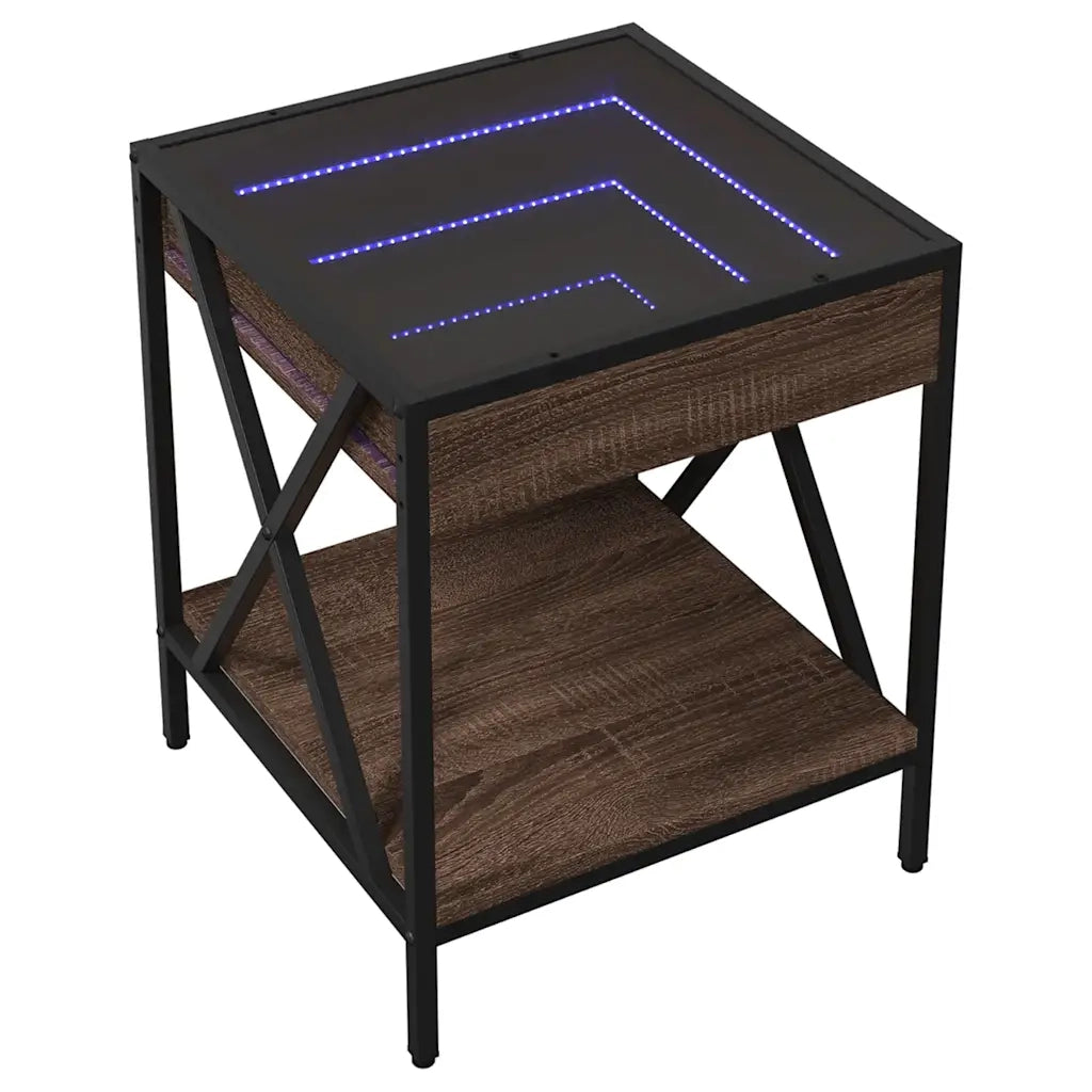 Tavolino da salotto | Tavolino da caff¨¨ | Tavolino da Soggiorno con LED Infinity Rovere Marrone 40x40x49 cm