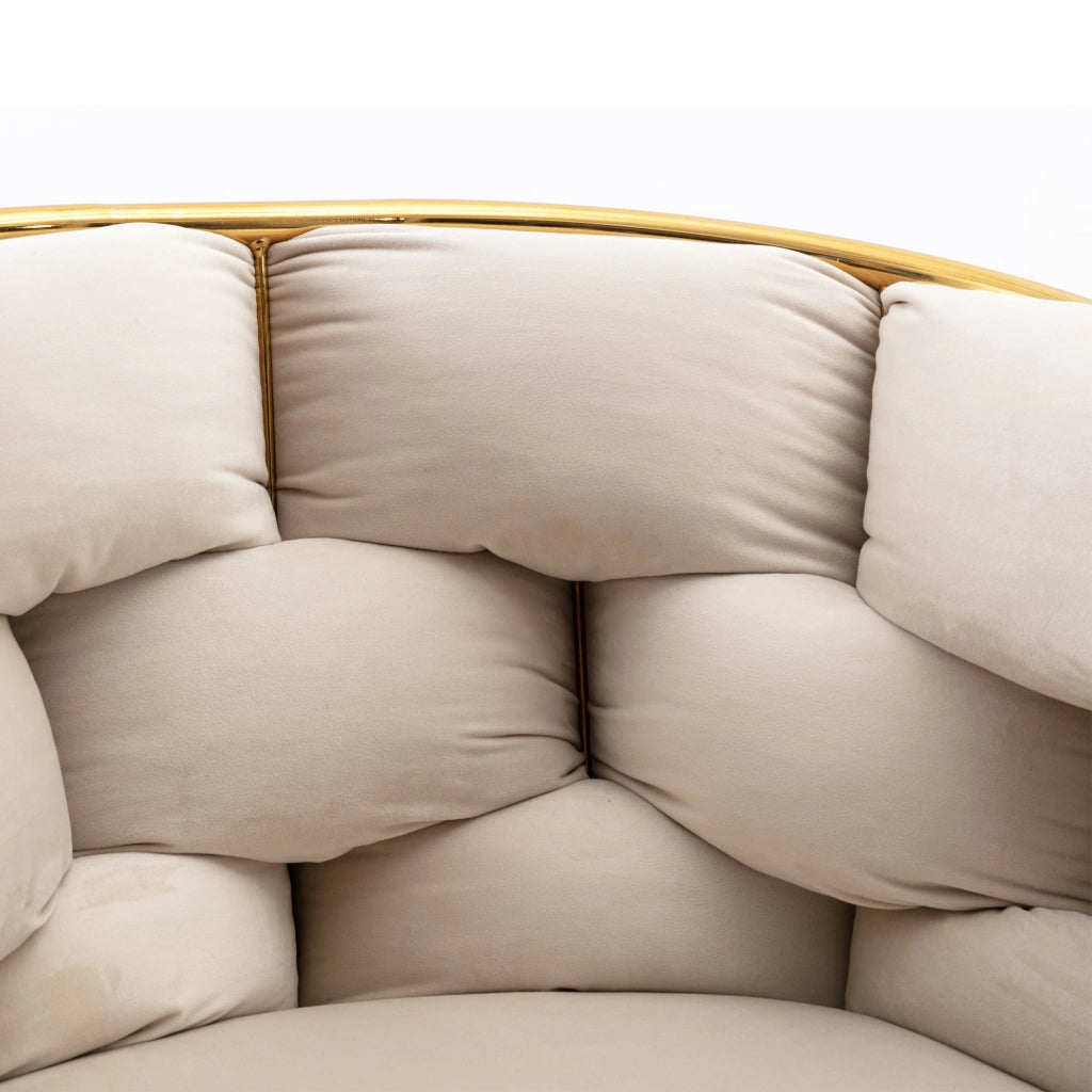 Sedia accento moderna in velluto beige con struttura in metallo, 2 pezzi