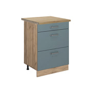 Vicco Mobiletto base per cucina Grigio-blu 60 cm con cassetti, PL Rovere