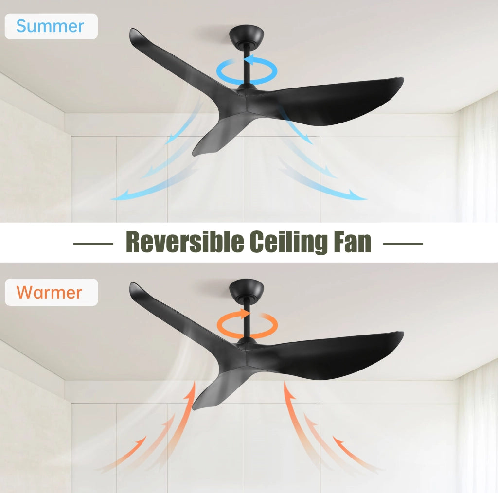 VENTILATORE DA SOFFITTO 132 cm Reversibile 6 Velocità ABS Nero