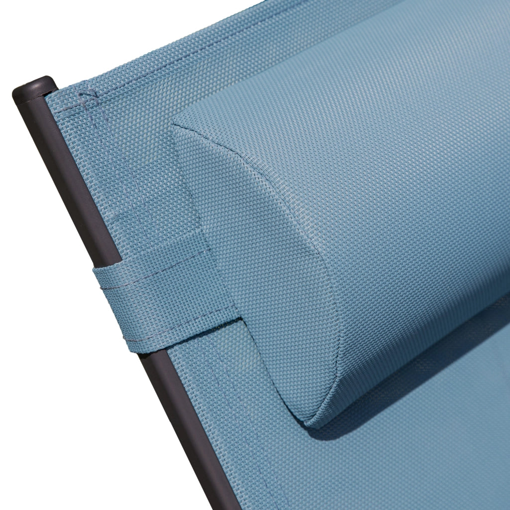 Set di 2 sedie a sdraio GALAPAGOS in textilene grigio-blu - alluminio grigio antracite