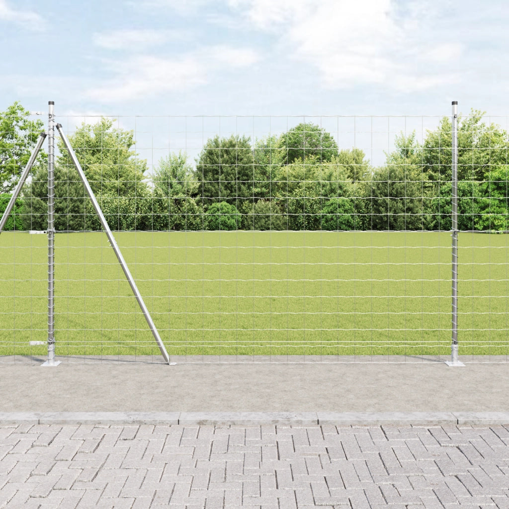 Recinzione Euro con 7 Posti Flangiati 1,5x10 m Acciaio Zincato