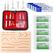 Set di prova per sutura - Hechtmateriaal Chirurgie - Wondhechten - Bottoni di silicone per cucito - Set di attrezzi - Progettato professionalmente - Set di sutura