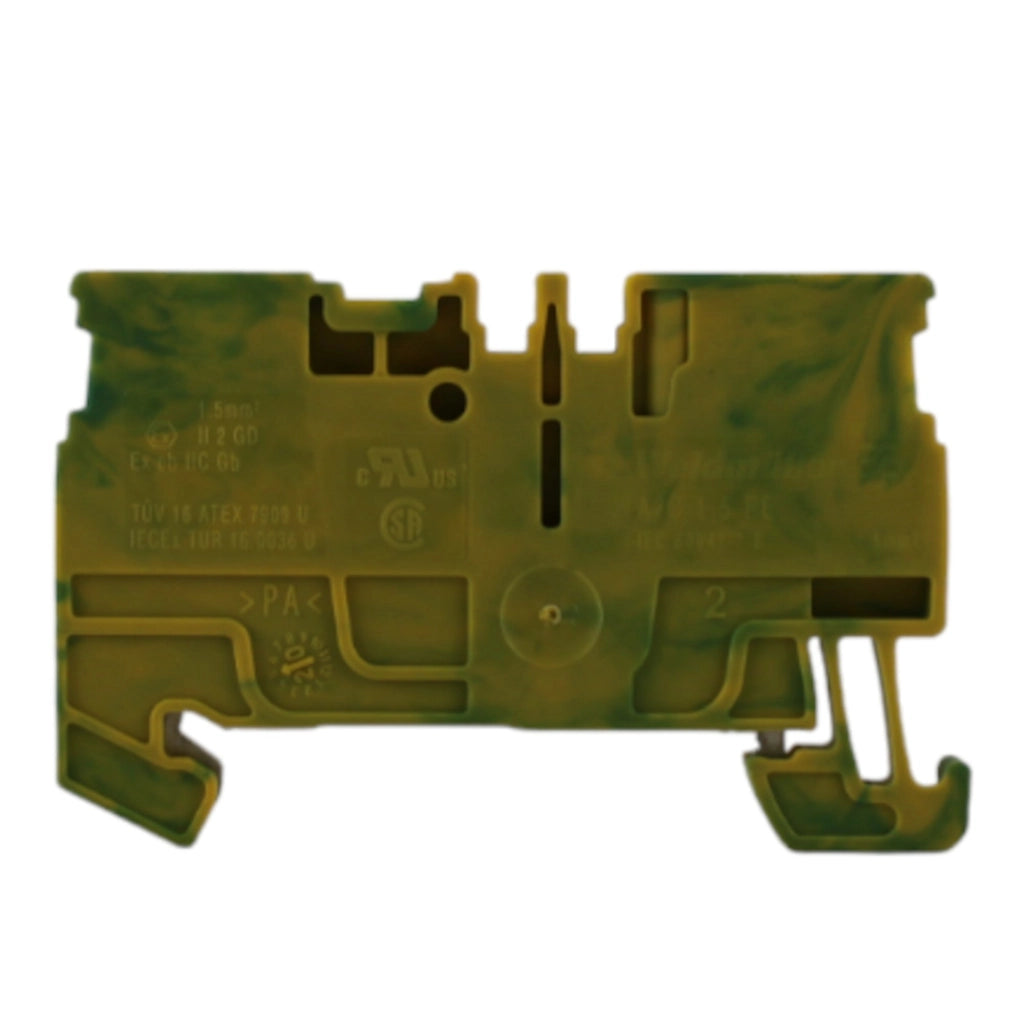 Morsetto passante terra 1,5mmq 1 piano 2 conduttori Weidmuller