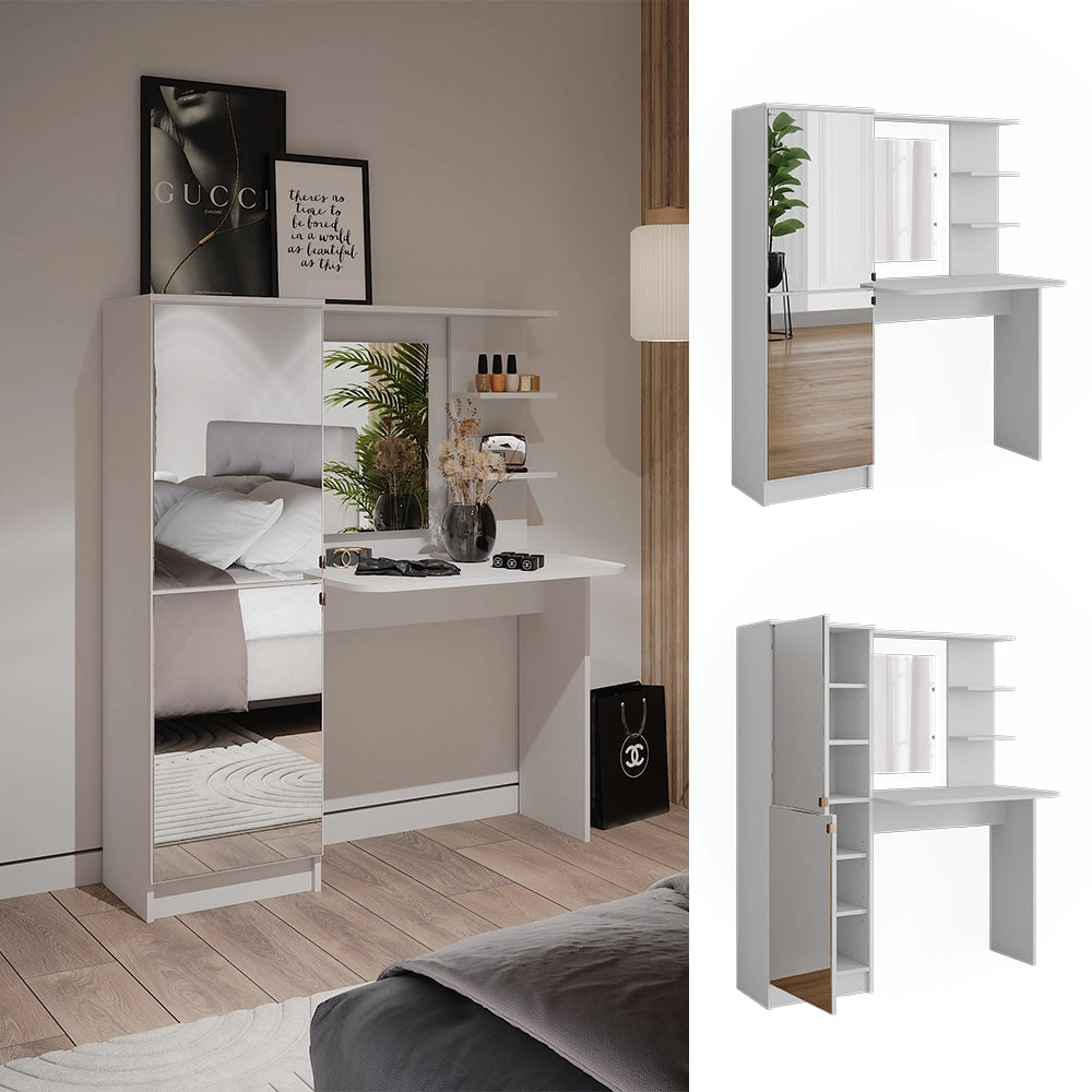 Vicco Tavolino da toilette Bianco 122.9 cm con specchio