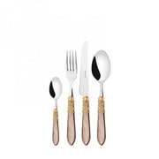MELODIA Ghiera Dorata, Posate Set 24 Pz, Scatola in Legno Wengè,