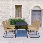Set da Pranzo da Giardino 7 pz in Polyrattan e Vetro cod mxl 34644