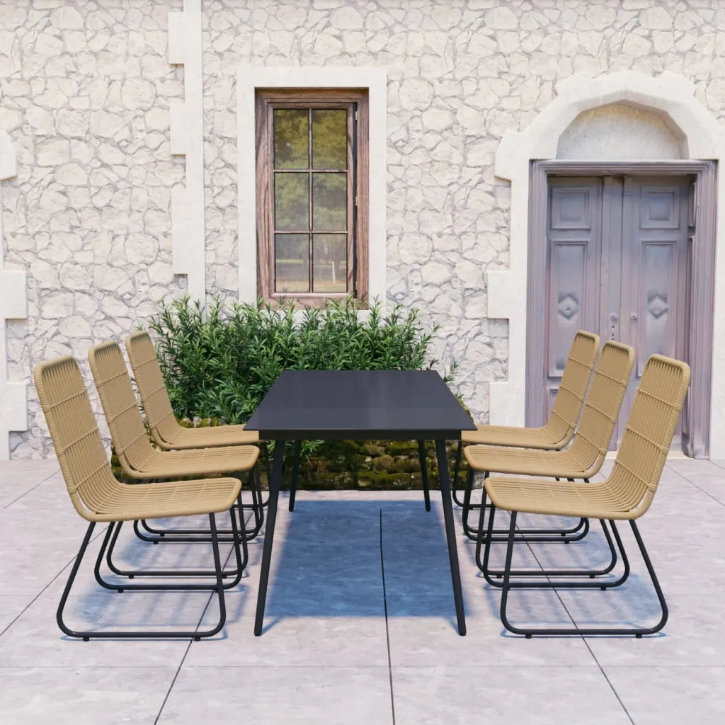 Set da Pranzo da Giardino 7 pz in Polyrattan e Vetro cod mxl 34644