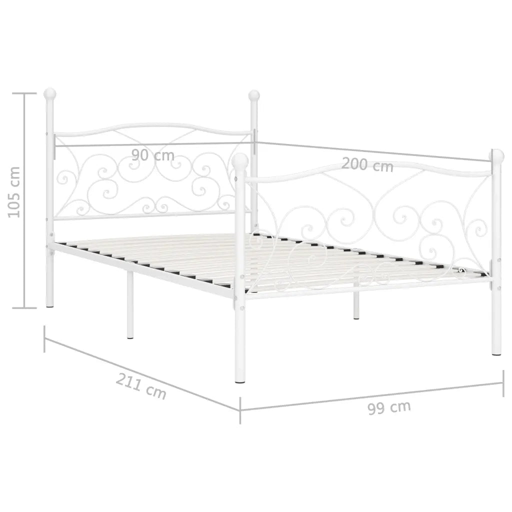 Giroletto Base con Doghe-Struttura Letto Bianco in Metallo 90x200 cm