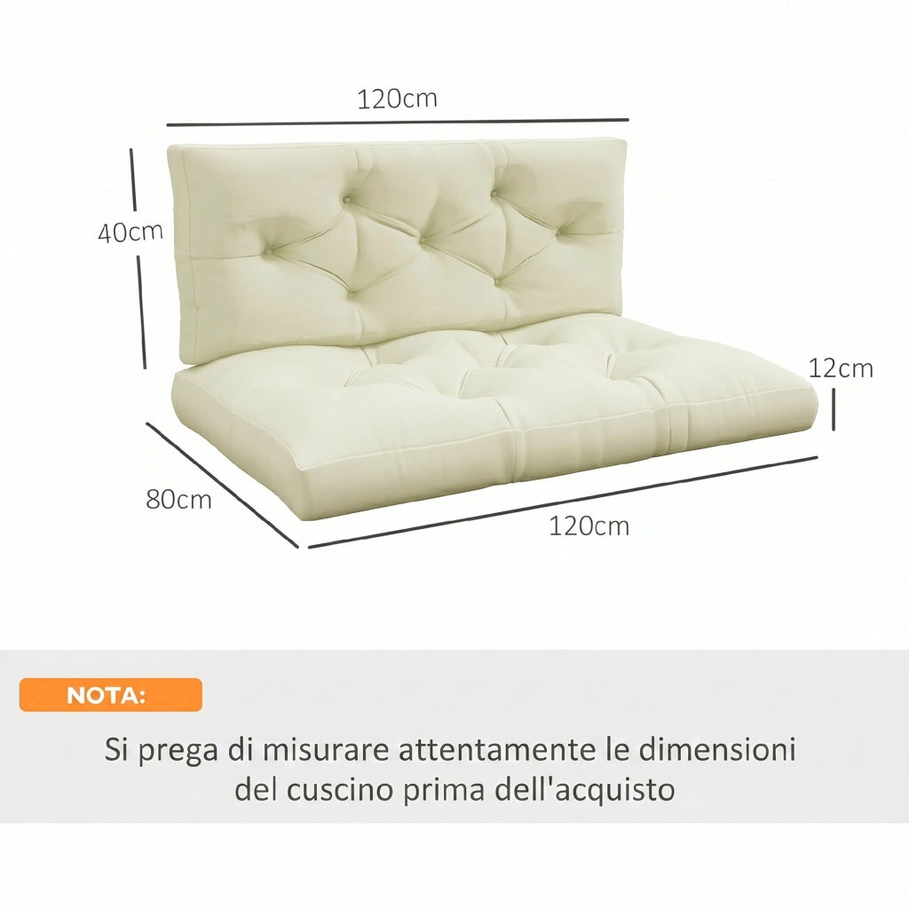 Cuscini da Giardino 2 Pezzi ¨C Zephmum ¨C Poliestere Crema