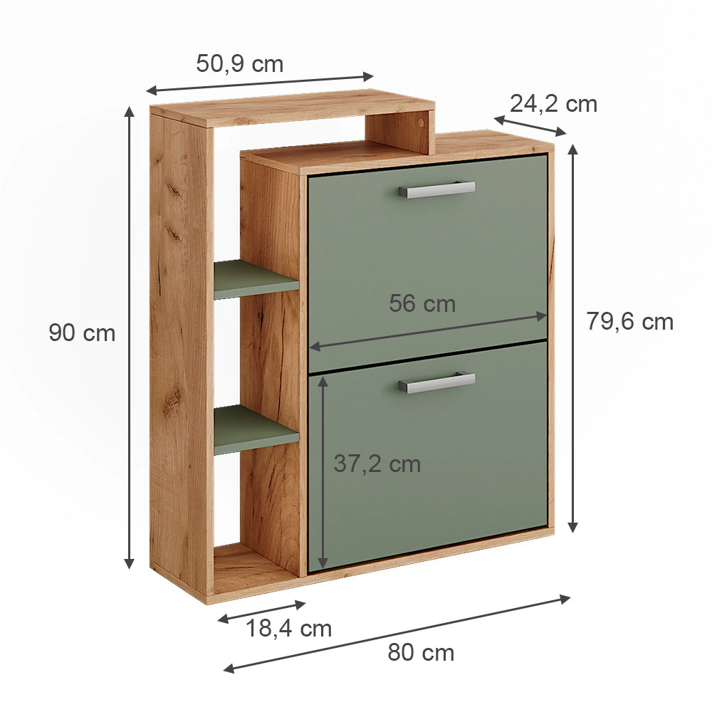 Vicco Scarpiera Goldkraft rovere/verde 80 x 90 cm