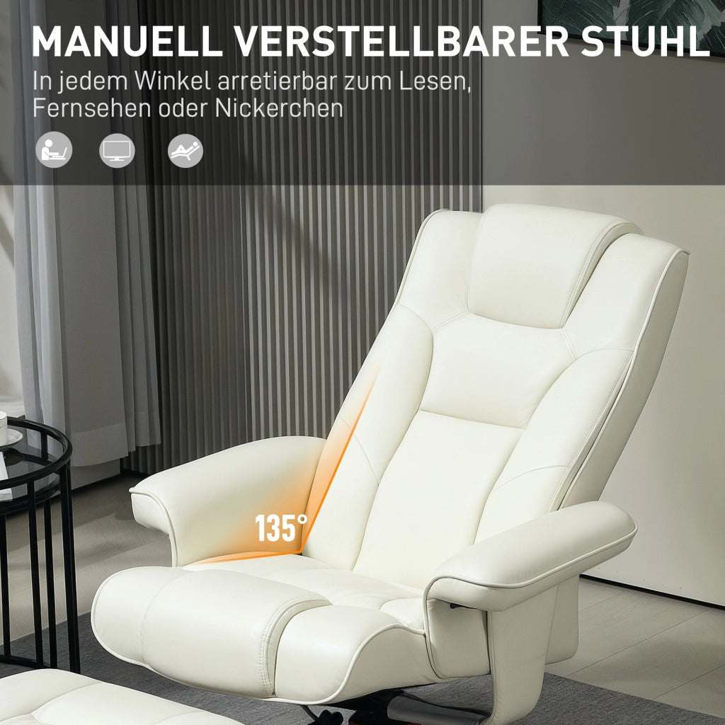 Poltrona Relax con Poggiapiedi ¨C Zephmum ¨C Similpelle Crema Reclinabile