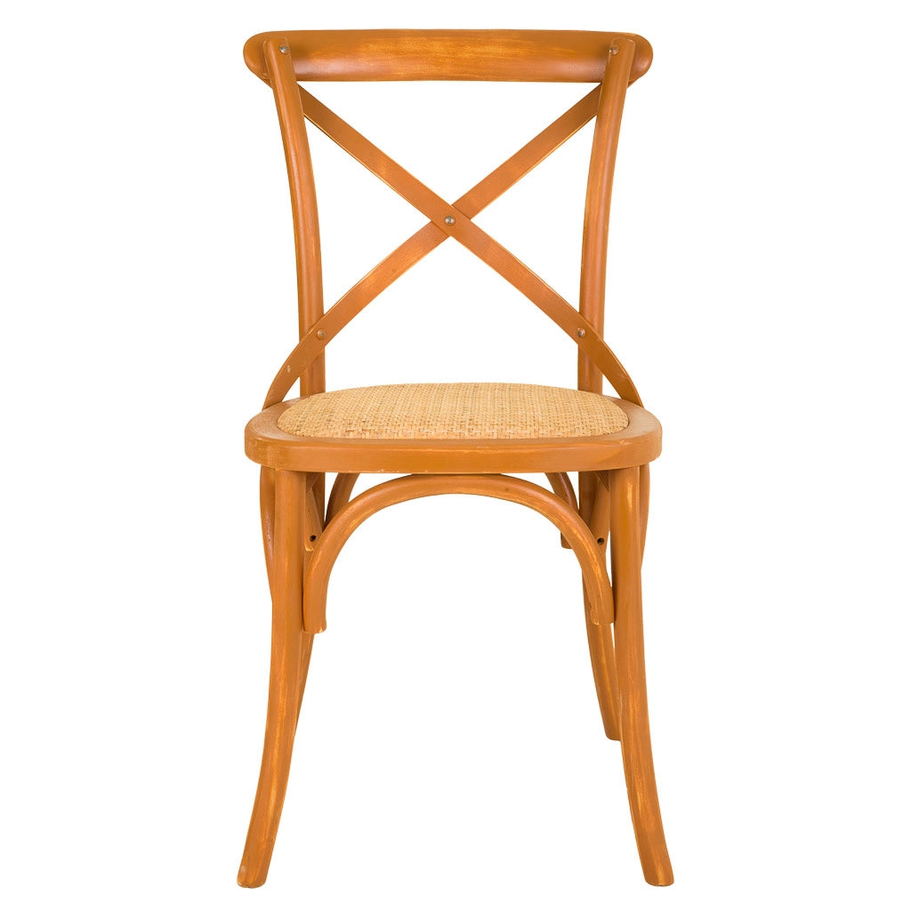 Sedia in legno e seduta in rattan marrone 44x42x46/88h