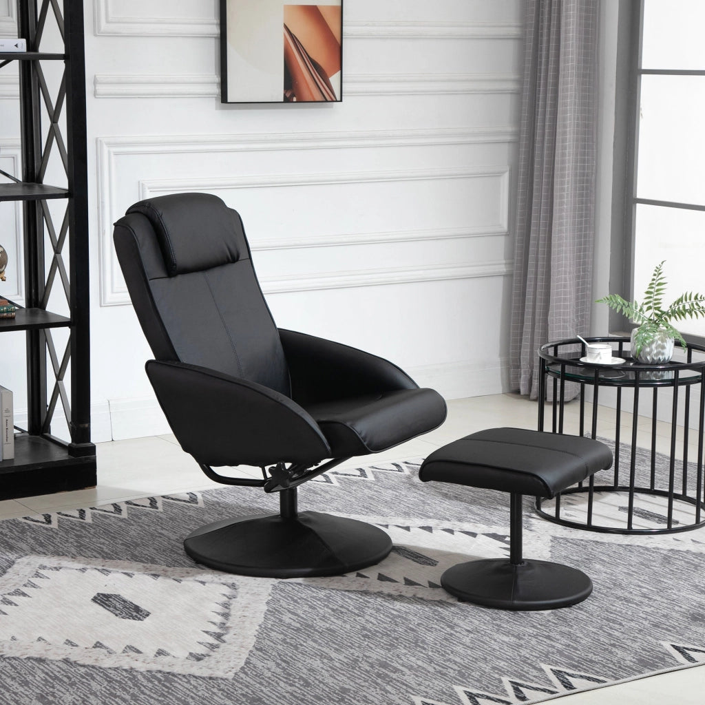 Poltrona Relax Reclinabile 71x78x101 cm con Poggiapiedi Nera