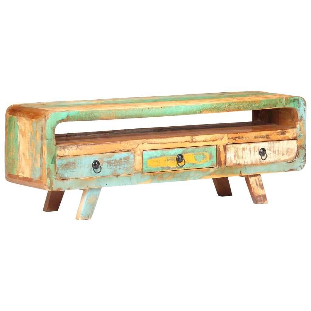 Mobile TV multimediale mensola TV credenza mobile TV sala da pranzo soggiorno camera da letto 117 x 30 x 41 cm legno massello di recupero marrone 02_0025799