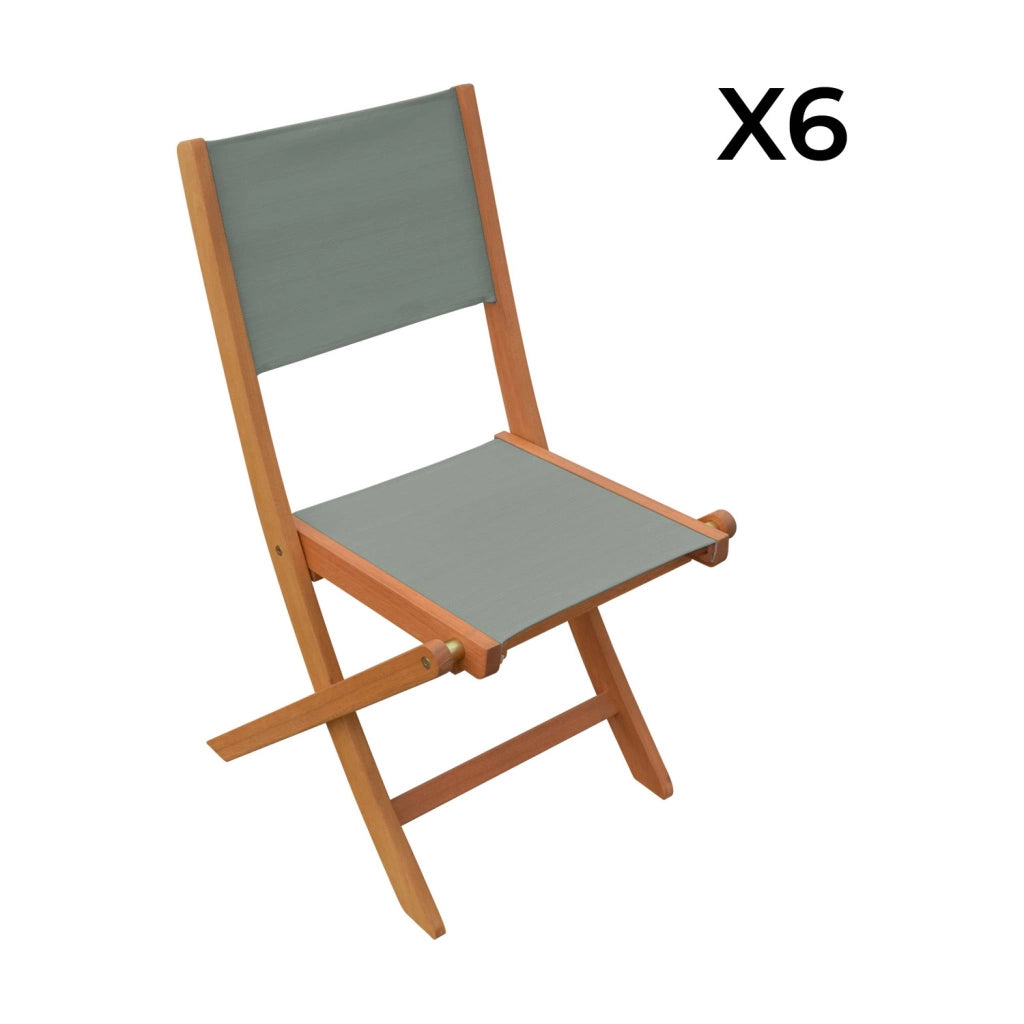 Set tavolo da giardino estensibile in legno di eucalipto con 6 sedie,