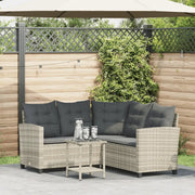 vidaXL Divano Giardino Tavolo e Cuscini a L Grigio Chiaro Polyrattan