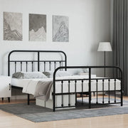 Giroletto con Testiera e Pediera-Struttura Letto Metallo Nero 140x200 cm 148388
