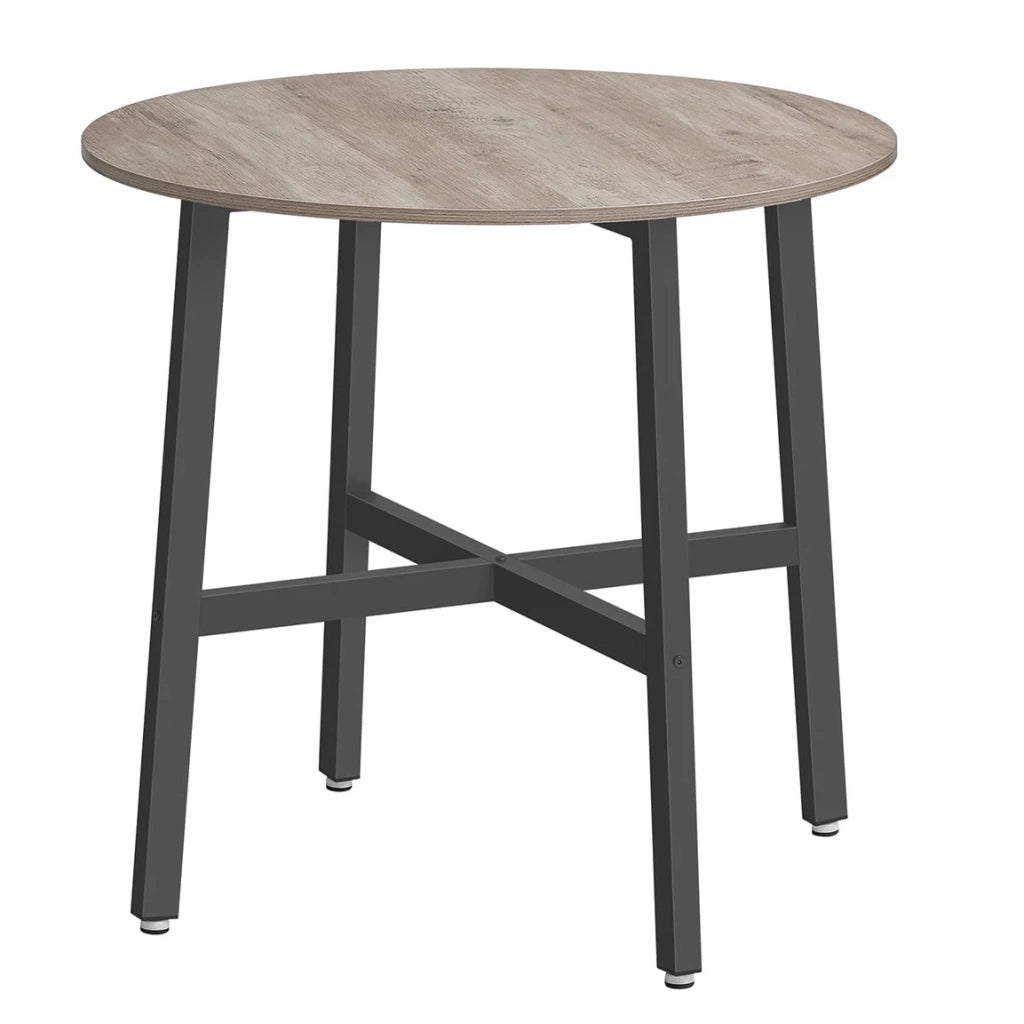 Tavolo da pranzo/cucina rotondo per soggiorno/ufficio 80 x 75 cm stile industriale marrone 12_0007439