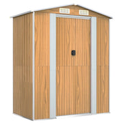 Casetta da giardino cabina ripostiglio capanno da esterno capanno per attrezzi robusta colore chiaro 192 x 108 x 223 cm acciaio zincato marrone 02_0022300