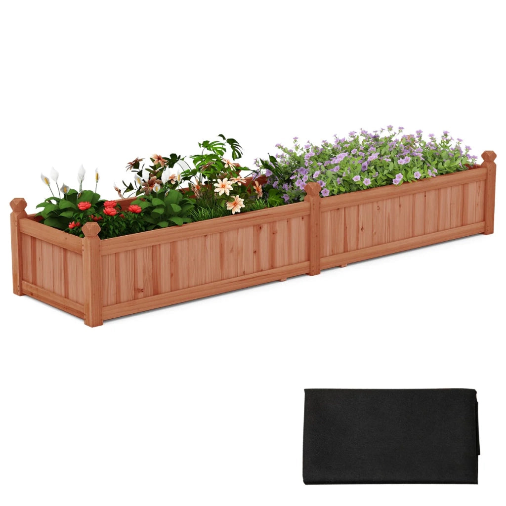 Aiuola rialzata rettangolare 227 x 59,5 x 40 cm con sistema di drenaggio e divisorio in legno marrone rustico 20_0010468