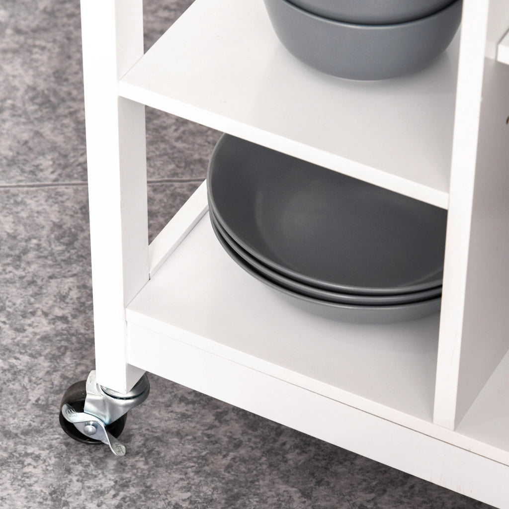 Carrello da Cucina con Cassetto e Armadietto ¨C zephmum ¨C Bianco 66x39.5x86.5cm