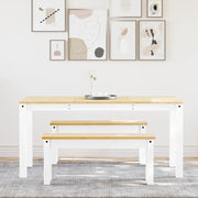 Set da Pranzo 3 pz PANAMA Bianco in Legno Massello di Pino