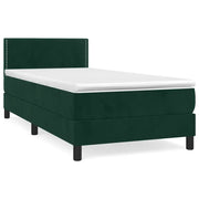 Letto singolo | Letto per adulti | Giroletto a Molle con Materasso Verde Scuro 100x200 cm Velluto