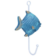 Gancio da parete a forma di pesce in legno blu, 10x4x16h cm