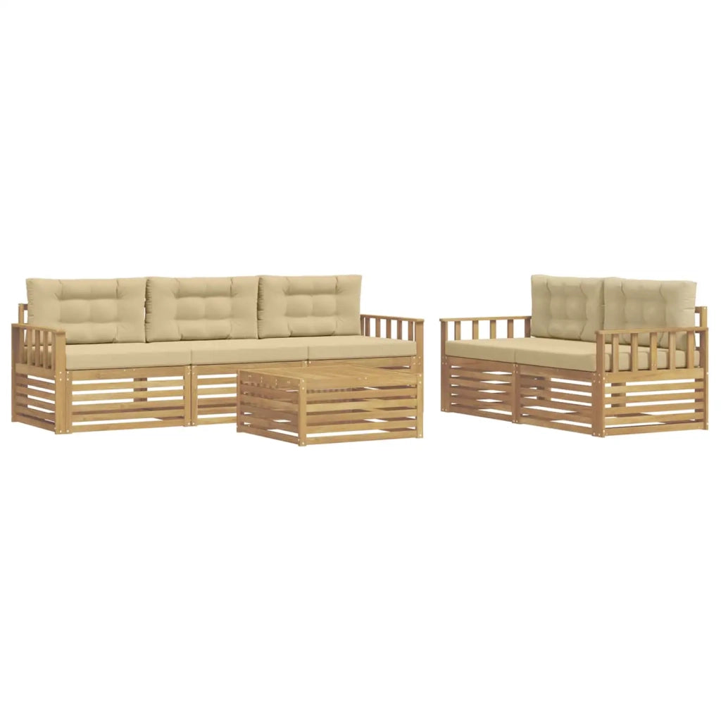 Set di divani da esterno 6 pz Bianco e Beige 3390038