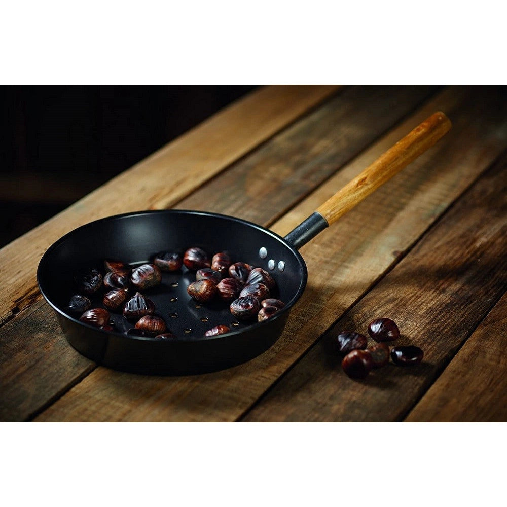 Trade Shop - Padella Per Caldarroste In Acciaio Al Carbonio Diametro 26 Cm Accessorio Cucina -