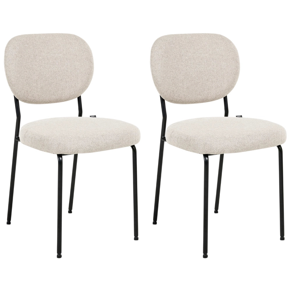 Set di 2 sedie da pranzo senza braccioli Tappezzeria Beige chiaro stile scandinavo