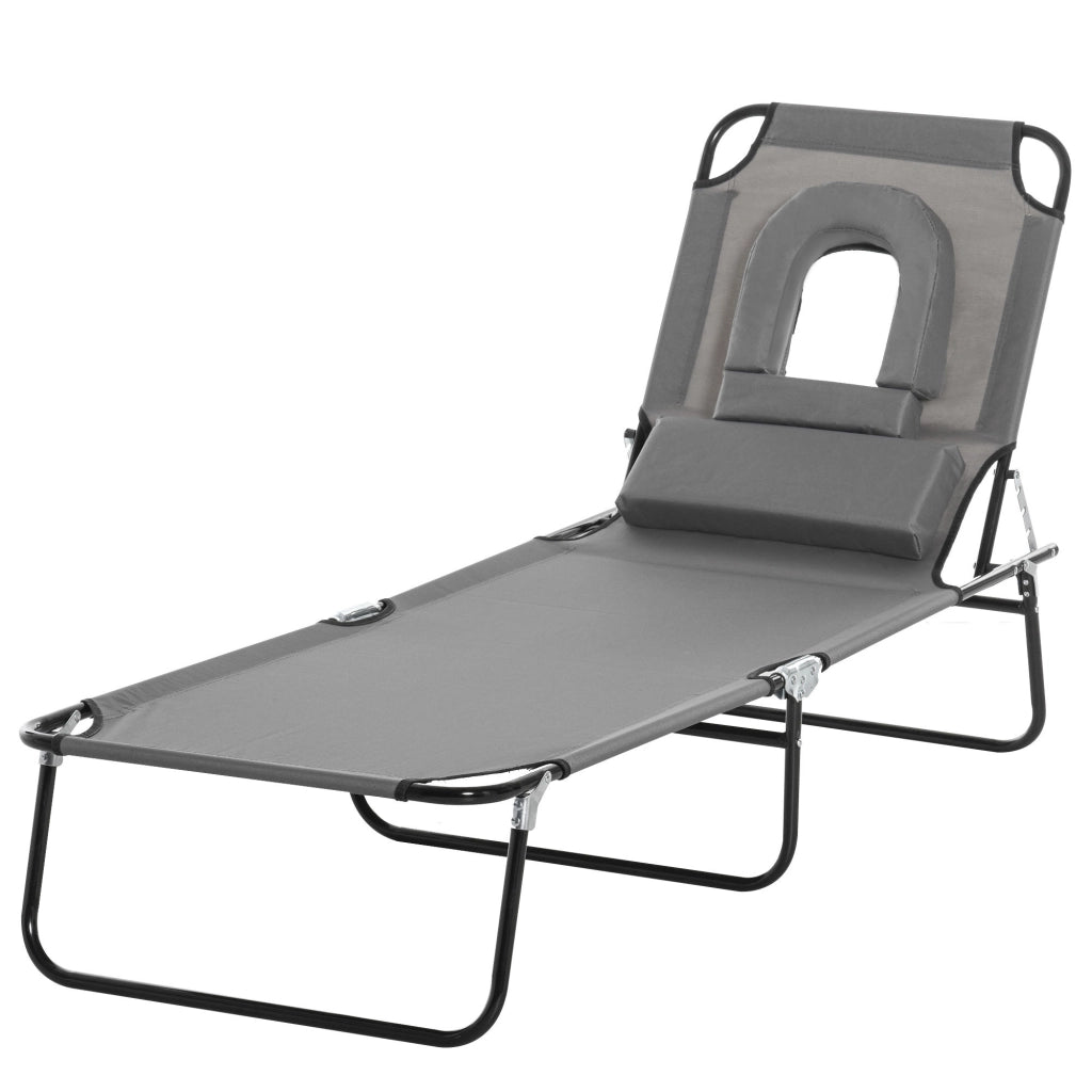 Chaise Longue Pieghevole con 3 Cuscini ¨C zephmum ¨C Grigio 4 Posizioni
