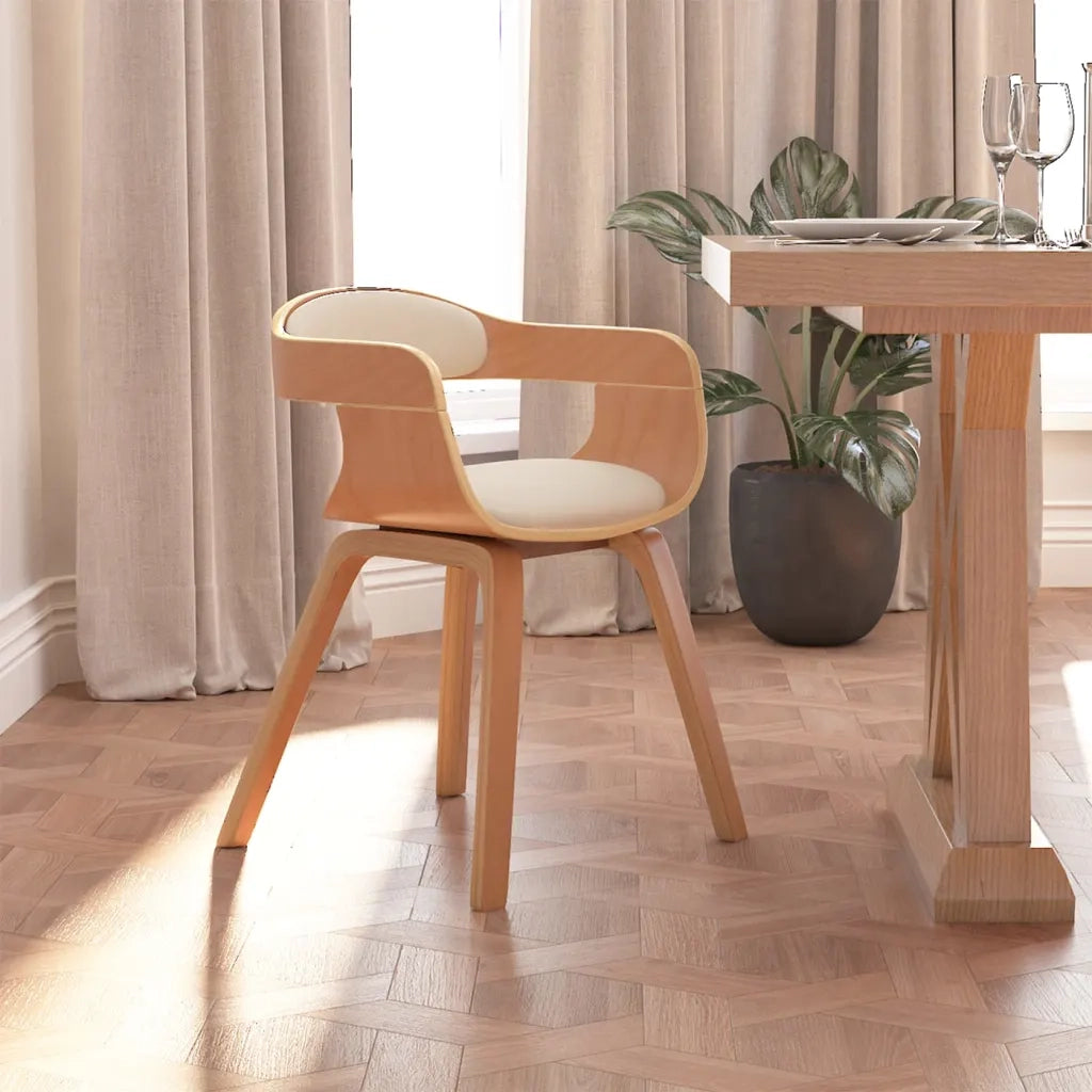 Sedia da Pranzo Crema in Legno Curvato e Similpelle cod mxl 23025