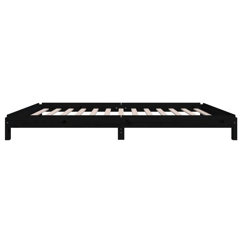 Letto singolo | Letto per adulti | Letto Impilabile Nero 90x200cm in Legno Massello di Pino