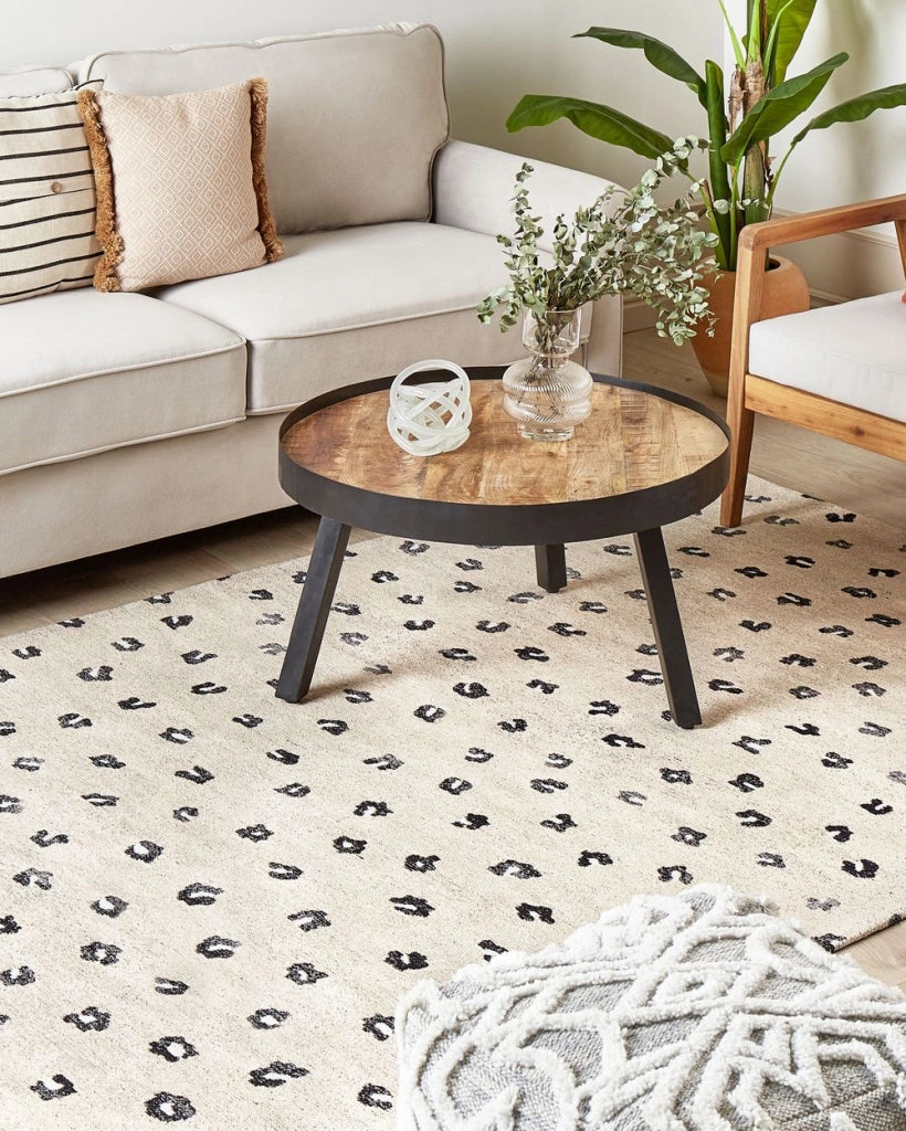 Tappeto in cotone beige chiaro 160 x 230 cm Rettangolare motivo animali moderno