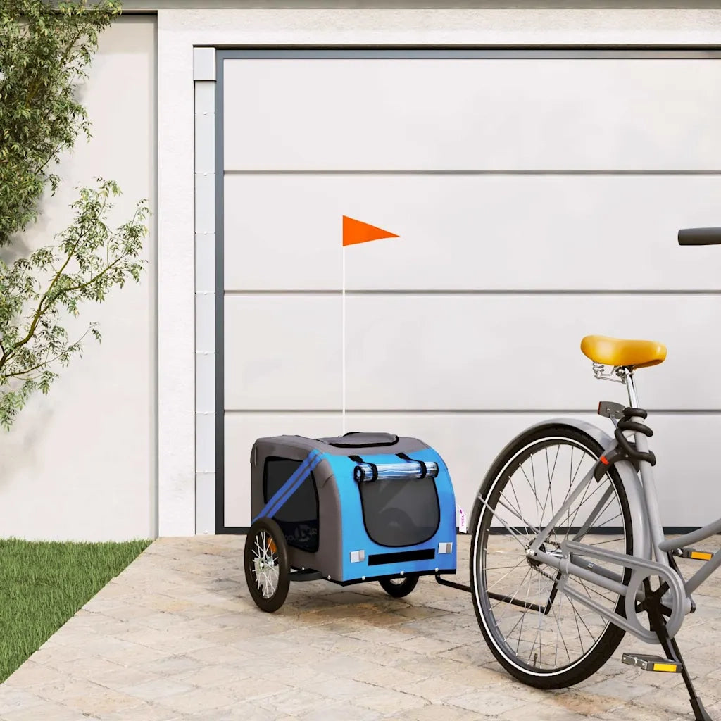 Rimorchio da Bici per Animali Blu e Grigio Oxford e Ferro CFW3032677
