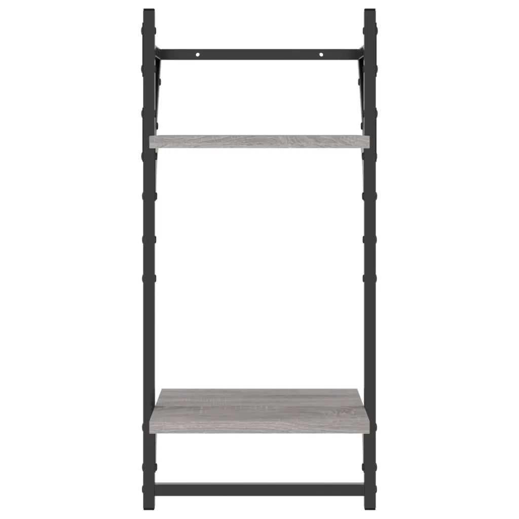 Set Mensole Parete con Aste 4pz Grigio Sonoma Legno Multistrato 836266
