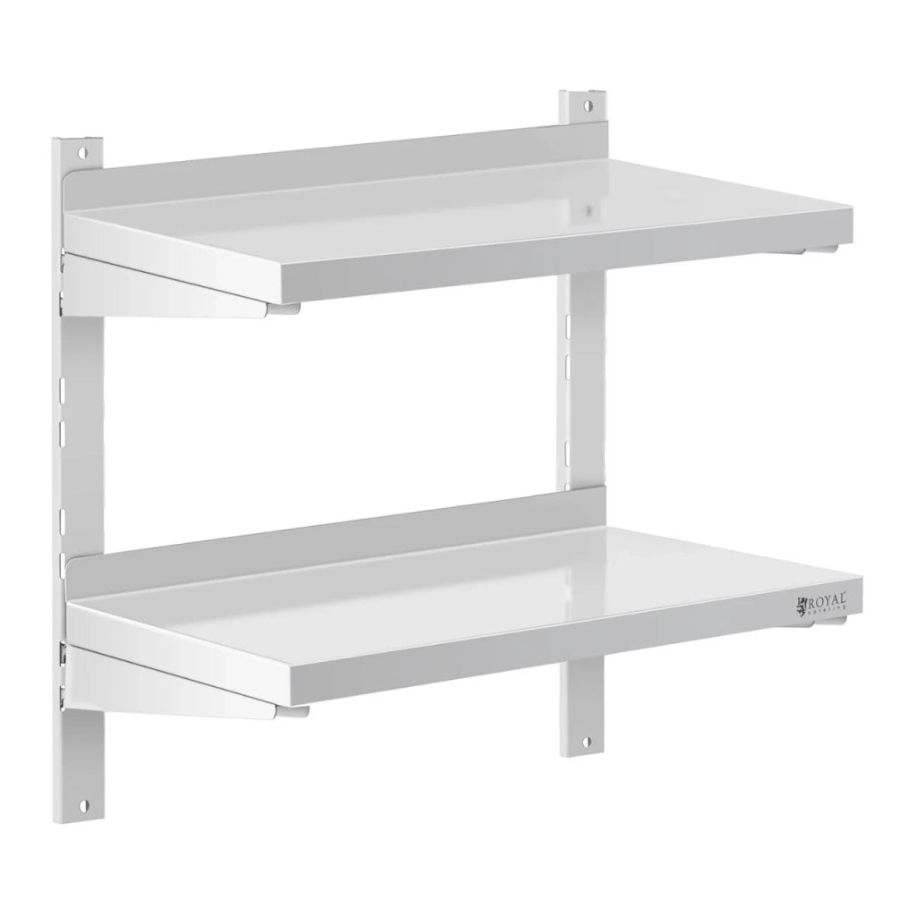 Mensola professionale a parete con 2 ripiani in acciaio inox - 30 x 60 cm 14_0001550
