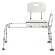 Panca di trasferimento scorrevole per doccia e vasca da bagno 105 x 49 x 85-95 cm sicura con accesso regolabile comoda in alluminio bianco 20_0017172