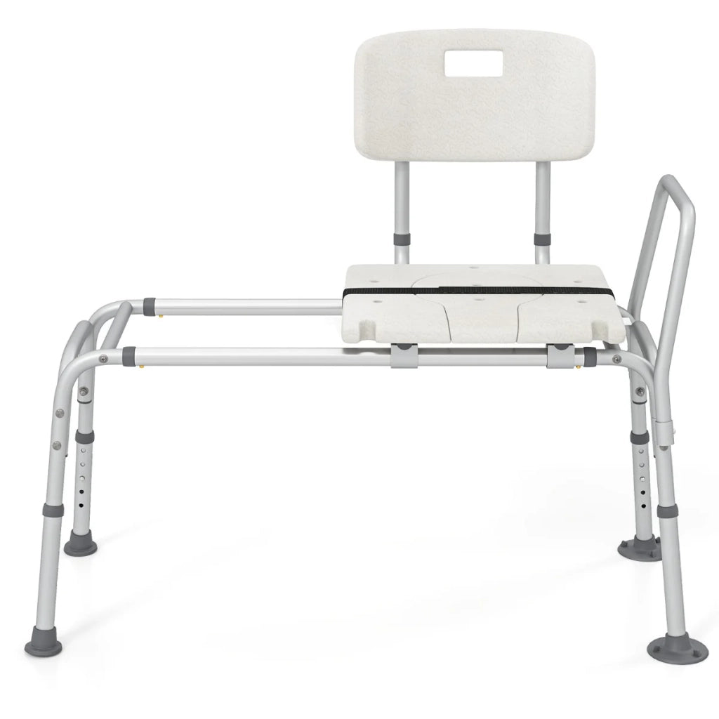 Panca di trasferimento scorrevole per doccia e vasca da bagno 105 x 49 x 85-95 cm sicura con accesso regolabile comoda in alluminio bianco 20_0017172