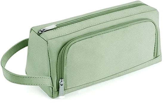 Etui con grande capacità - apertura verticale - adatto per studenti - ragazzi ragazze - portatile - doppio strato - verde - 22*11*9 cm